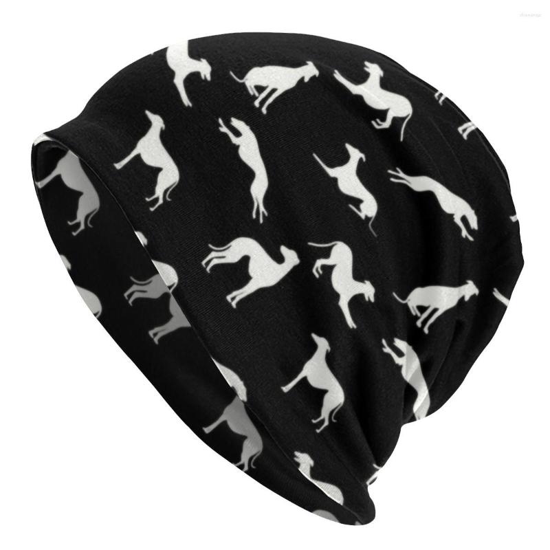 

Berets Greyt Greyhound Silhouettes Bonnet Femme Cool Knit Skullies Beanies Caps Warm Winter Whippet Sighthound Dog Slouchy Beanie Hat