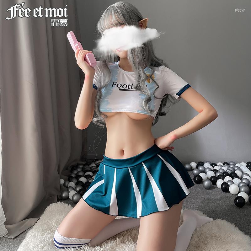 

Bras Sets Wholesale Sexy Lingerie Women Japanese Schoolgirl Cosplay Uniform Girl Gleeing Cheerleader Costume Set Halloween C, Gold