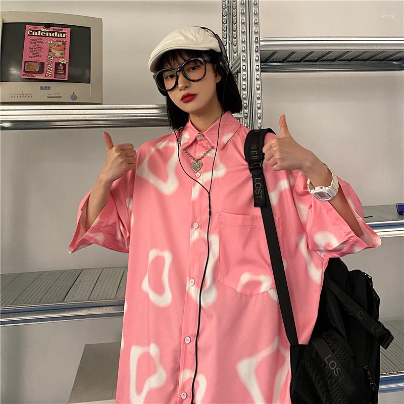 

Women's Blouses Korean Fashion Summer Loose Half Sleeve Shirt Vintage Short Men And Women Blouse Large Size Unisex Harajuku Streetwear, Black