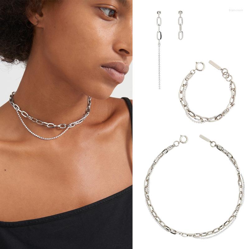 

Choker Autumn And Winter Metal Chain Winding Short Necklace Bracelet Earrings