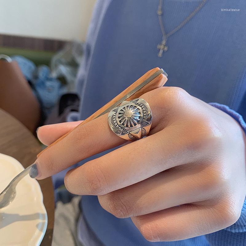 

Wedding Rings Retro Exaggerated Wide Ring 925 Silver Hiphop Women Couples Fashion Vintage Handmade Thai Jewelry Gifts