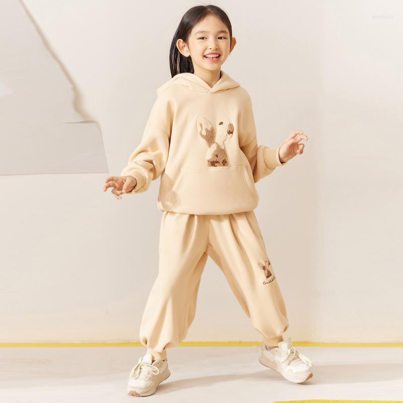 

Clothing Sets Amii Kids Sweatshirt Winter Fashon Girls Hoodied Sweatshirts Comfortable Elastic Sports Pants Children 22240168, Grey pants