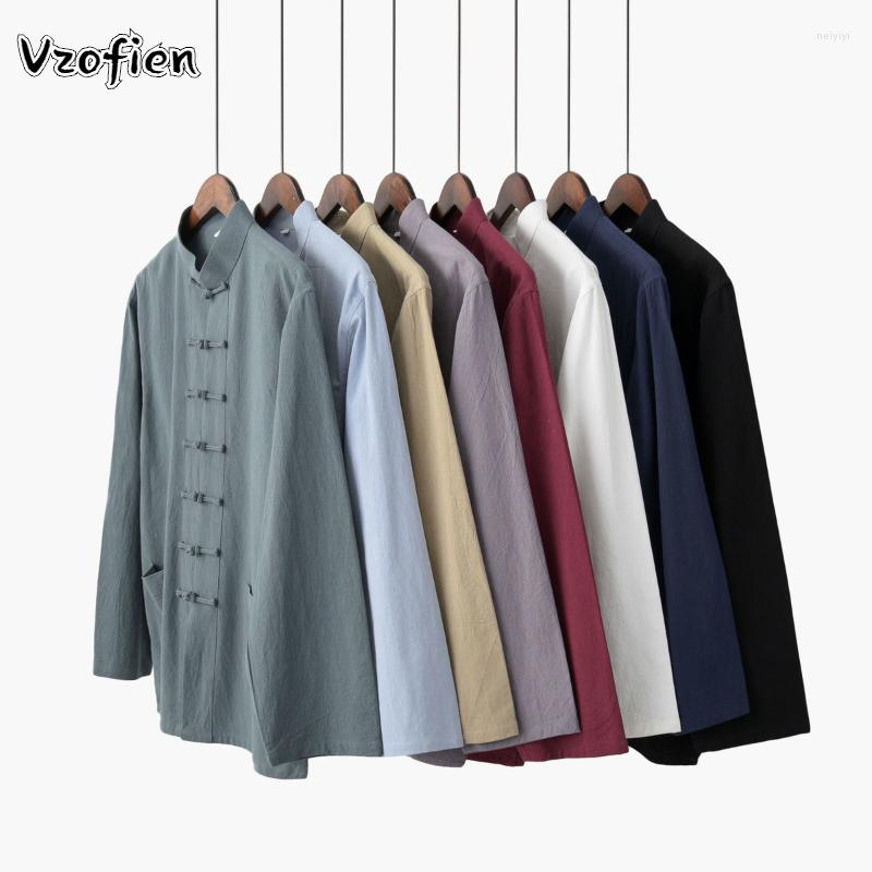

Ethnic Clothing Traditional Chinese Cotton Linen Tops Coats Year Tang Suit Men Madarin Collar Jackets Hanfu
