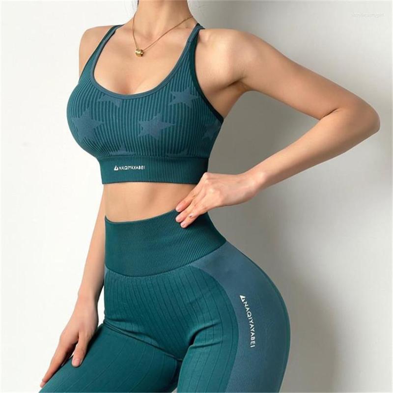

Active Sets Women Seamless Yoga Set 2pcs Tracksuit Workout Gym Suit Fitness Clothing Scrunch Ombre Leggings, Red set