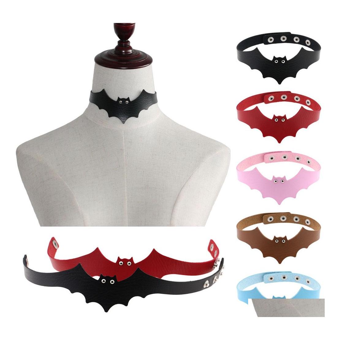 

Chokers Fashion Sexy Pu Leather Bat Wing Harness Necklace For Women Men Rock Collar Punk Gothic Choker Torques Handmade Jewelry Gift Ottwu