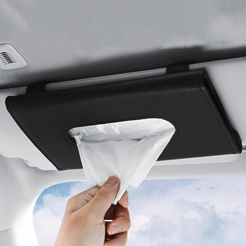 

Car Organizer Pcs Tissue Box Towel Sets Holder PU Leather Sun Visor Face Mask Storage Interior Auto AccessoriesCar
