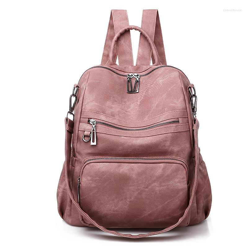 

School Bags 2023 Fashion Women Backpack High Quality Leather Backpacks Bag For Teenage Girl Shoulder Bagpack Mochila, Black