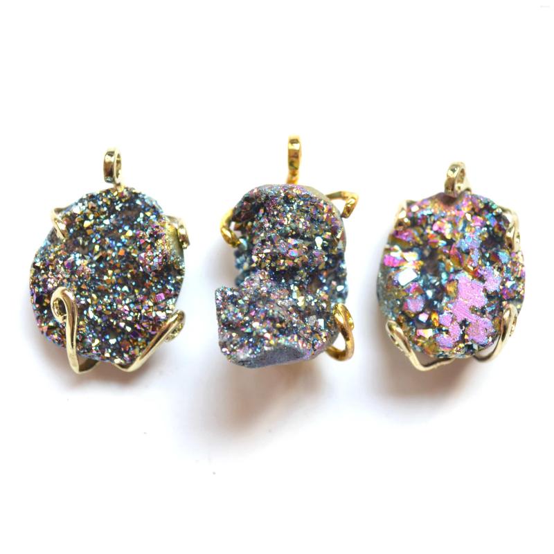 

Pendant Necklaces Titanium Rainbow Water Drop Geode Agates Druzy