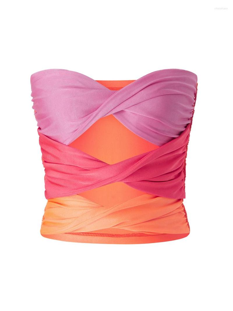 

Women' Tanks Strapless Tops For Women Corset Ribbed Knit Crop Top Backless Vest Summer Casual Beach Tube, Pink blue purple