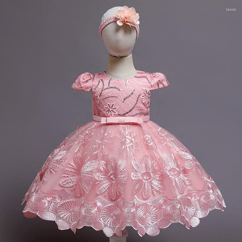 

Girl Dresses Elegant Cascading Kids Pageant Gowns For Birthday Princess Appliques Lovely Flower Wedding Party, Pink