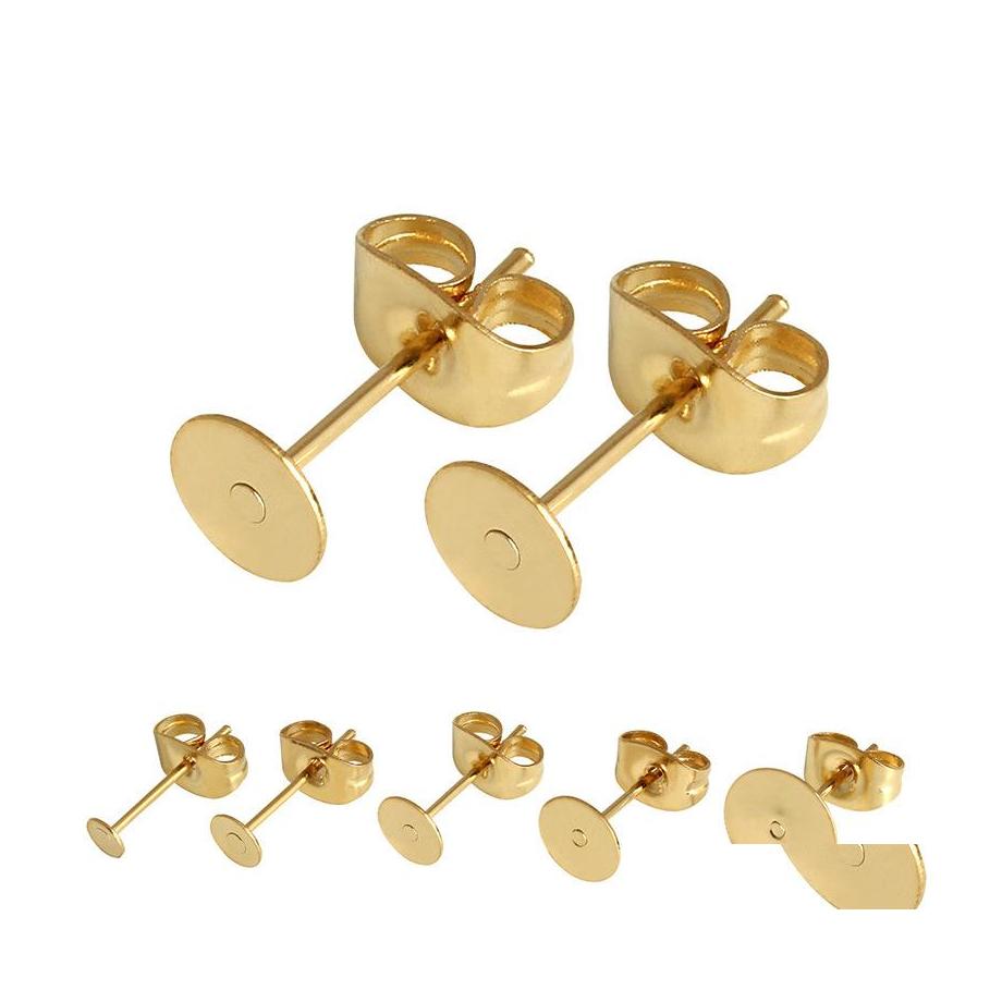 

Stud Gold Plated Flat Bottom Ear Pin Studs Diy Earrings Supplies Jewelry Findings Set Copper Material Accessories Drop Delivery Otszt