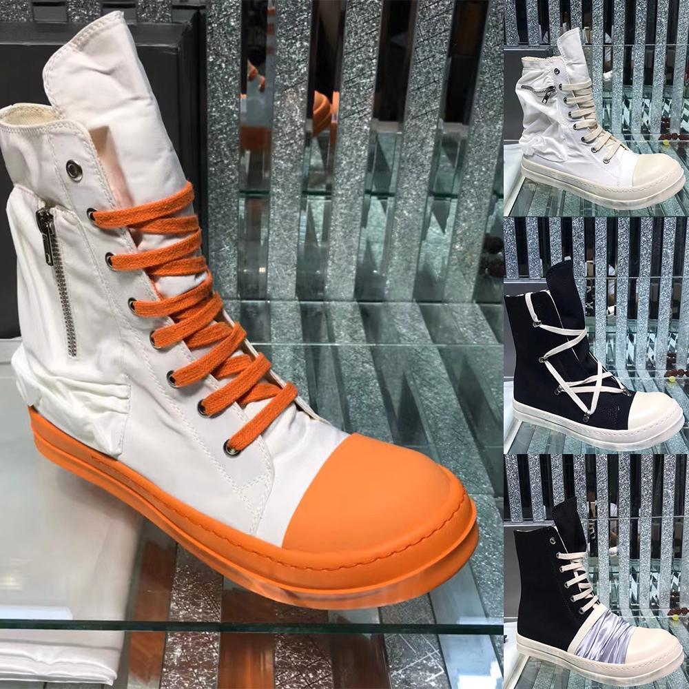 

Designer Luxury Rick Black Thick Bottom high top Casual Boots Owens Mens Canvas Female Board Retro Dissol shoe, White