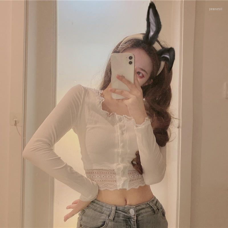 

Women' T Shirts Short Square Neck Lace T-shirt Women' Spring 2023 Slim Fit Inner Bottom Shirt Tight Long Sleeve Top Ins Fashion EA55, White
