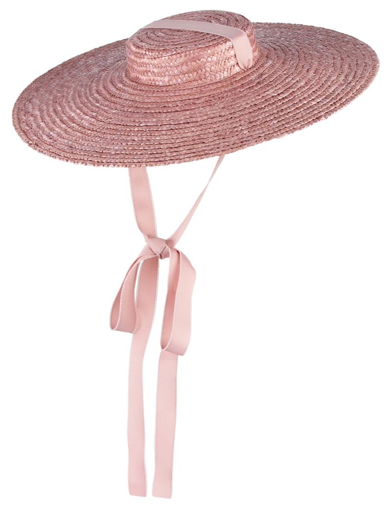 

Wide Brim Hats Flat Top Straw Hat Summer For Women Ribbon Beach Cap Boater Fashionable Sun With Chin Strap, Black