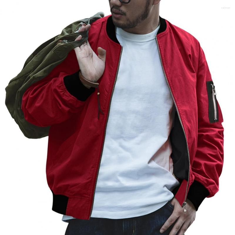

Men's Jackets Stylish Flight Jacket Retro Male Coat Fine Stitching Zipper Pockets Dressing, Black