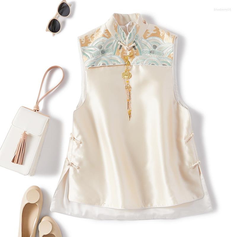 

Ethnic Clothing 2023 Chinese Embroidery Vest Women Daily Fashion Cheongsam Tang Suit Clothes National Style Retro Buckle Versatile