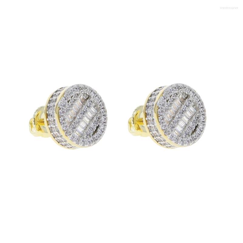 

Stud Earrings Hip Hop CZ Crystal Gold Color For Men Women Unisex Round Drop Magnet Without Piercing Fashion Jewelry