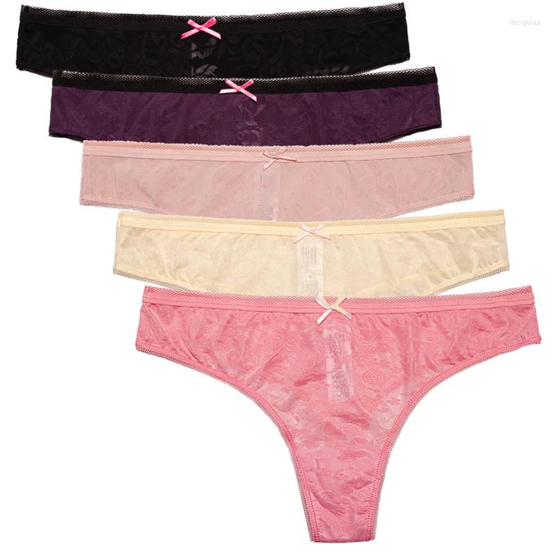 

Women's Panties Sexy Women Mesh Low Waist Summer Underwear Plus Size Bow Lingerie Panty Thongs And G String Tanga T-back, Black