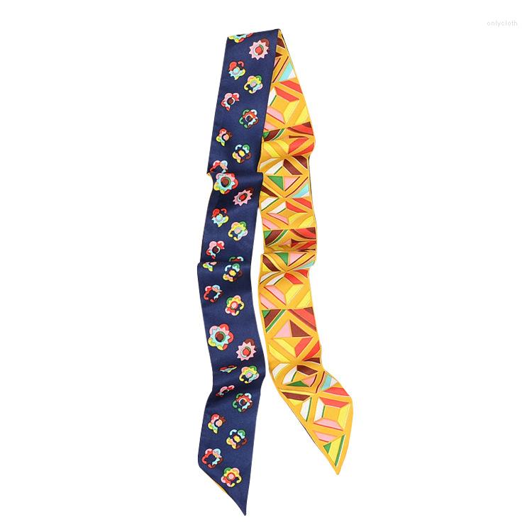 

Scarves Rhombus Cute Floral Match Fashion Style Arrival Lady Silk Lengthen Riband Bags Scarf Small Ribbon Hair Band Bandeaus H1