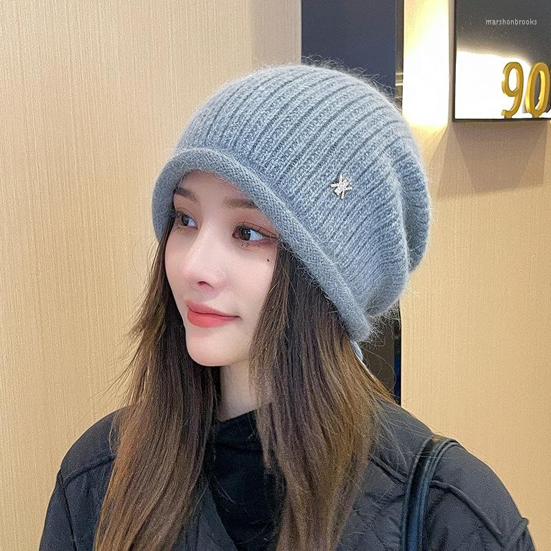 

Berets Winter Keep Warm Knitted Hat For Women Fashion Furr Skullies Beanies Outdoor Ski Tether Adjustable Melon Caps