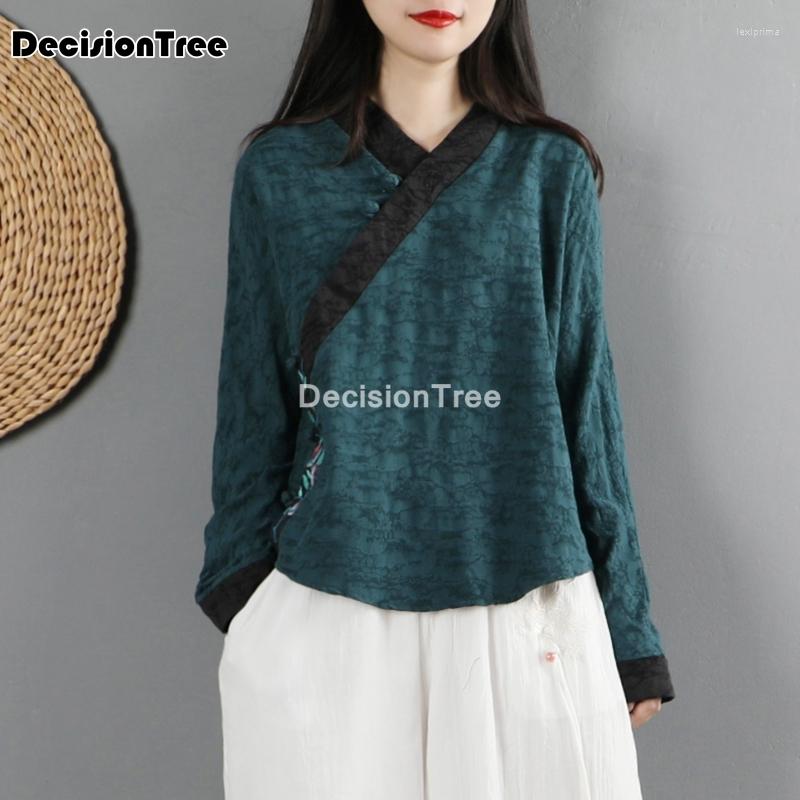 

Ethnic Clothing 2023 Women's Cotton Linen Long Sleeve Shirt Collar Plain Womens Tops And Blouses Casual Shirts Female Streetwear Chiffon