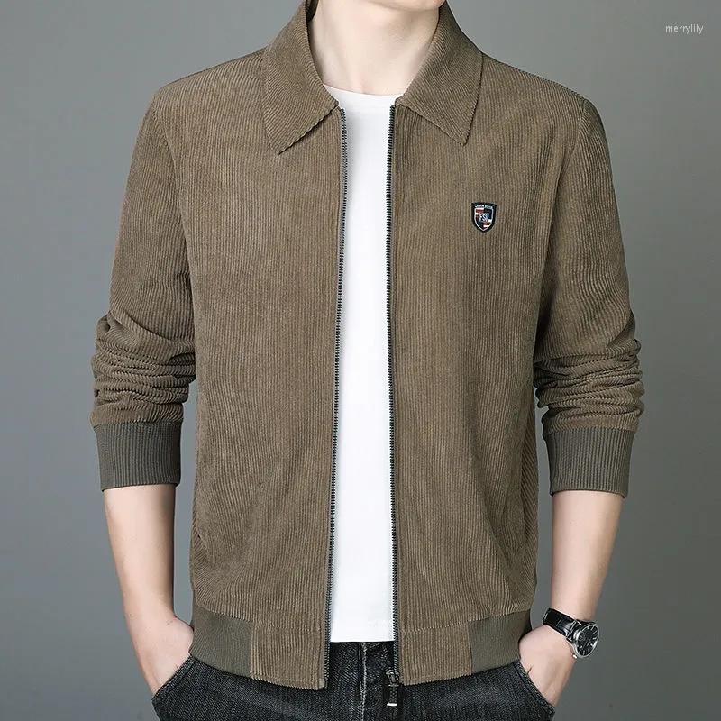 

Men's Jackets Corduroy Jacket Men Spring Autumn 2023 Casual Solid Business Coat Turndown Collar Long Sleeve Jaqueta Male Zipper Outerwear, Black