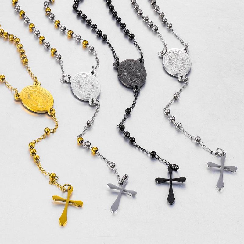 

Chains Fashion Cross Rosary Necklace Classic Prayer Jesus Chain Men And Women Jewelry