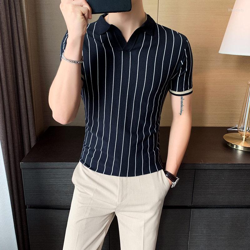 

Men's Polos Summer Mens Polo Shirts Fashion 2023 Classic Male Short Sleeve Camisa Men Shirt Casual Striped Slim M-3XL, Black
