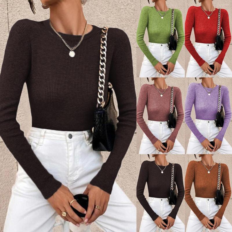 

Women' Sweaters Womens Round Neck Long Sleeve Sweater Knit Top, Green