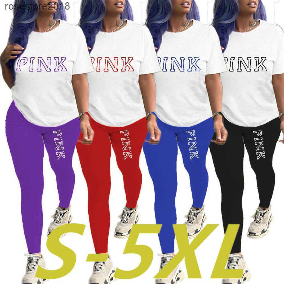 

2023 Women Tracksuits spring Sexy Two Piece Outfits Fashion Casual Letter Printed short Sleeve Sweatshirt Leggings Jogger suit cw2023, Purple
