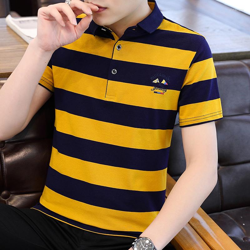 

Men's Polos Polo Shirt Men 2023 Summer Fashion Cotton Tops High Qualitym Casual Mens Shirts Turn Down Collar Slim Fit Top, Blue