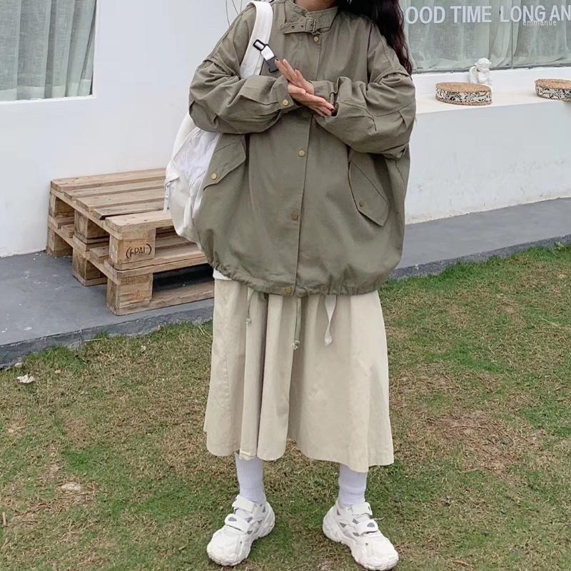 

Women' Jackets Deeptown Korean Fashion Harajuku Jacket Women Vintage Oversized Japanese 2000s Aesthetic Female Loose Streetwear College, Green