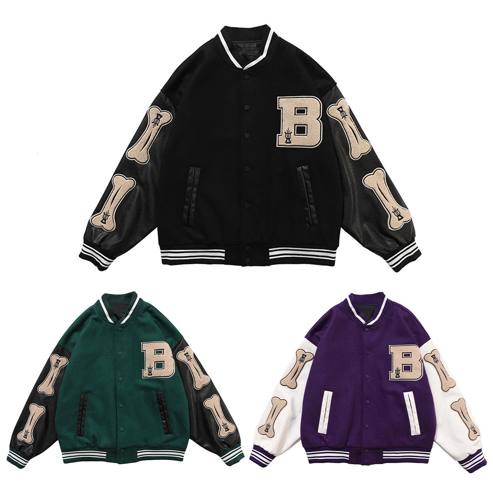 

Men's Jackets Baseball Jacket for Women Men Long Sleeves Buttons Up Outwear Casual Fashion Coat Embroidery Button Up Outwear M-4XL Black Green 230203