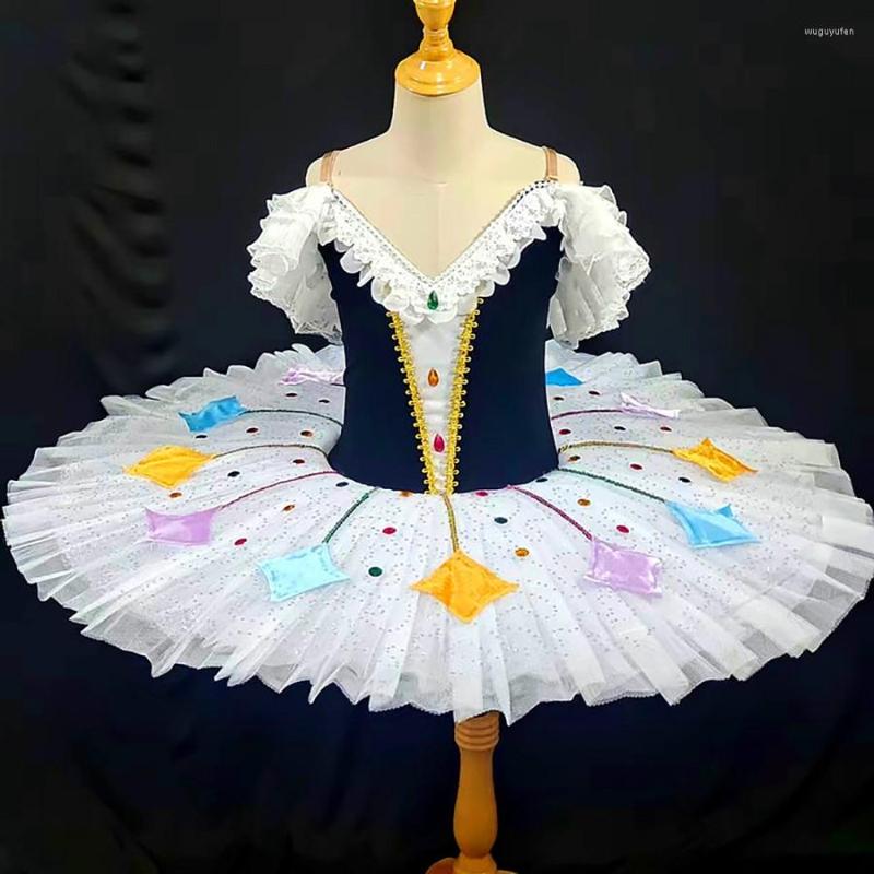 

Stage Wear Professional Ballet Tutu Girls Harlequinade Pancake Ballerina Party Dress Adult Child Kids Dance Costume With Hoop, Style 1