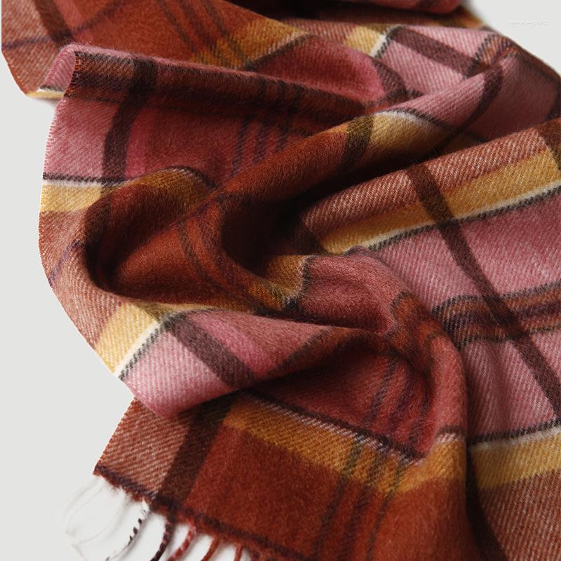 

Scarves Ladies Pure Cashmere Scarf Women Plaid Water Ripple Thick And Winter Style Shawl To Keep Warm In Autumn