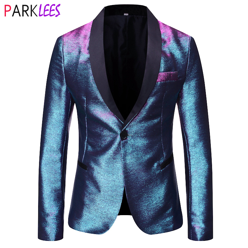 

Men's Suits Blazers Mens Shiny Fashion Gradient Dress Blazer One Button Shawl Lapel Elegant Suit Jacket Men Casual Party Prom Wedding Banquet Tuxedo 230203, Rose gold