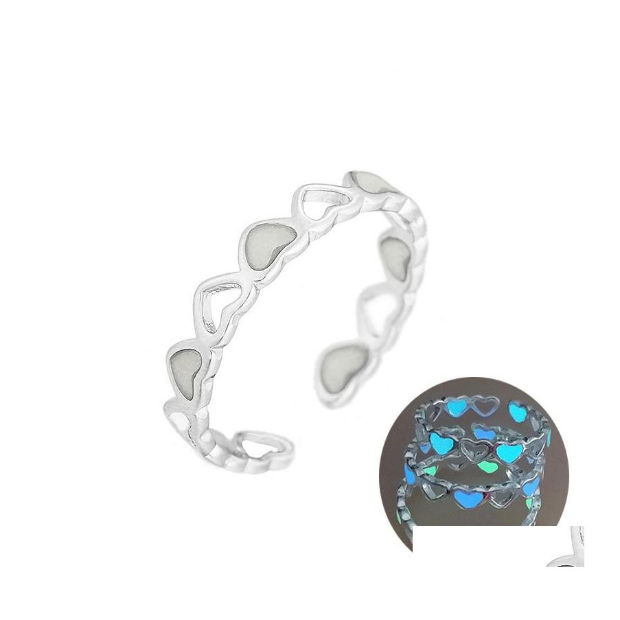 

Wedding Rings Adjustable Hollow Heart Luminous Glow In Dark Sier Color For Women Friends Gift Vintage Fashion Jewelry Drop Delivery Otyed