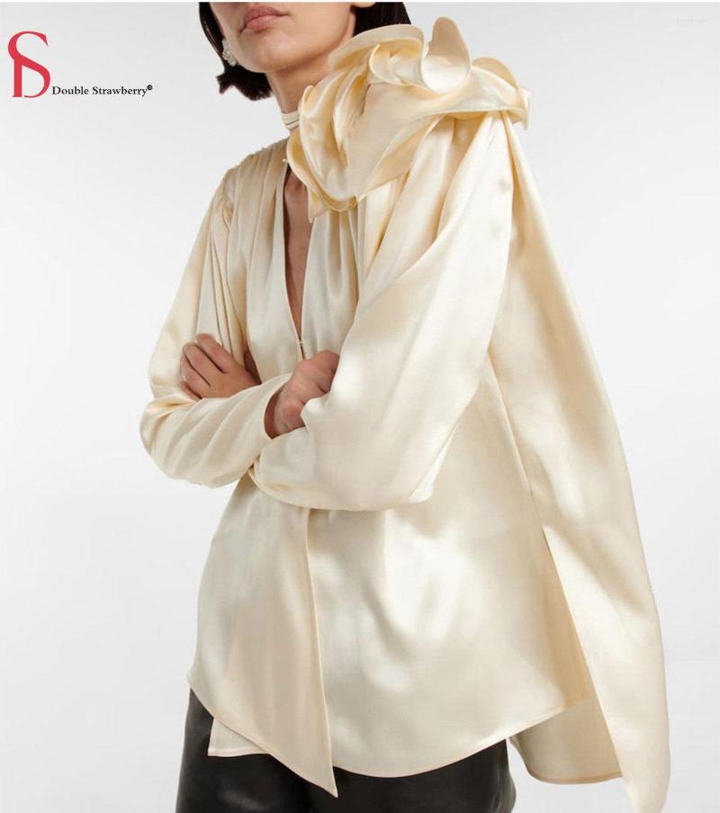 

Women' Blouses Women' French Vintage Fashion 3D Flower Decoration V-neck Shirt Autumn Sexy Premium Top, Same as picture