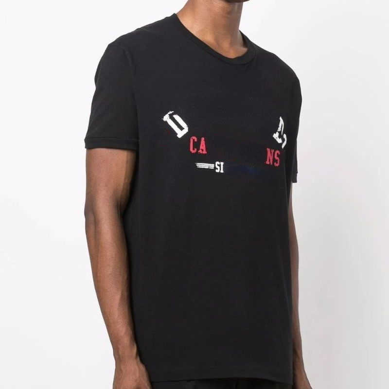 

23S t shirt letter printing hoodie designer sweatshirt short-sleeved pullover men' and women' T-shirt round neck high street casual shirts breathable cotton sweater, D2 black