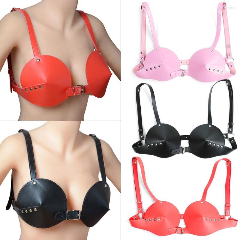 

Bras Sexy Bralette Adult Fetish Breast Bondage PU Leather Women's Bra Lingerie Body Erotic Harness Restraint, Black