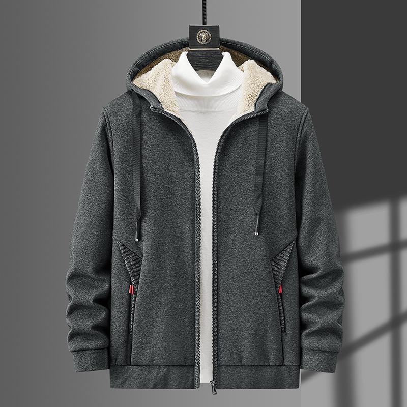 

Men's Hoodies & Sweatshirts Men Autumn Winter Sweaters Plush Thickened Warm Coat Cashmere Coats Casual Fashion 2023, Gray