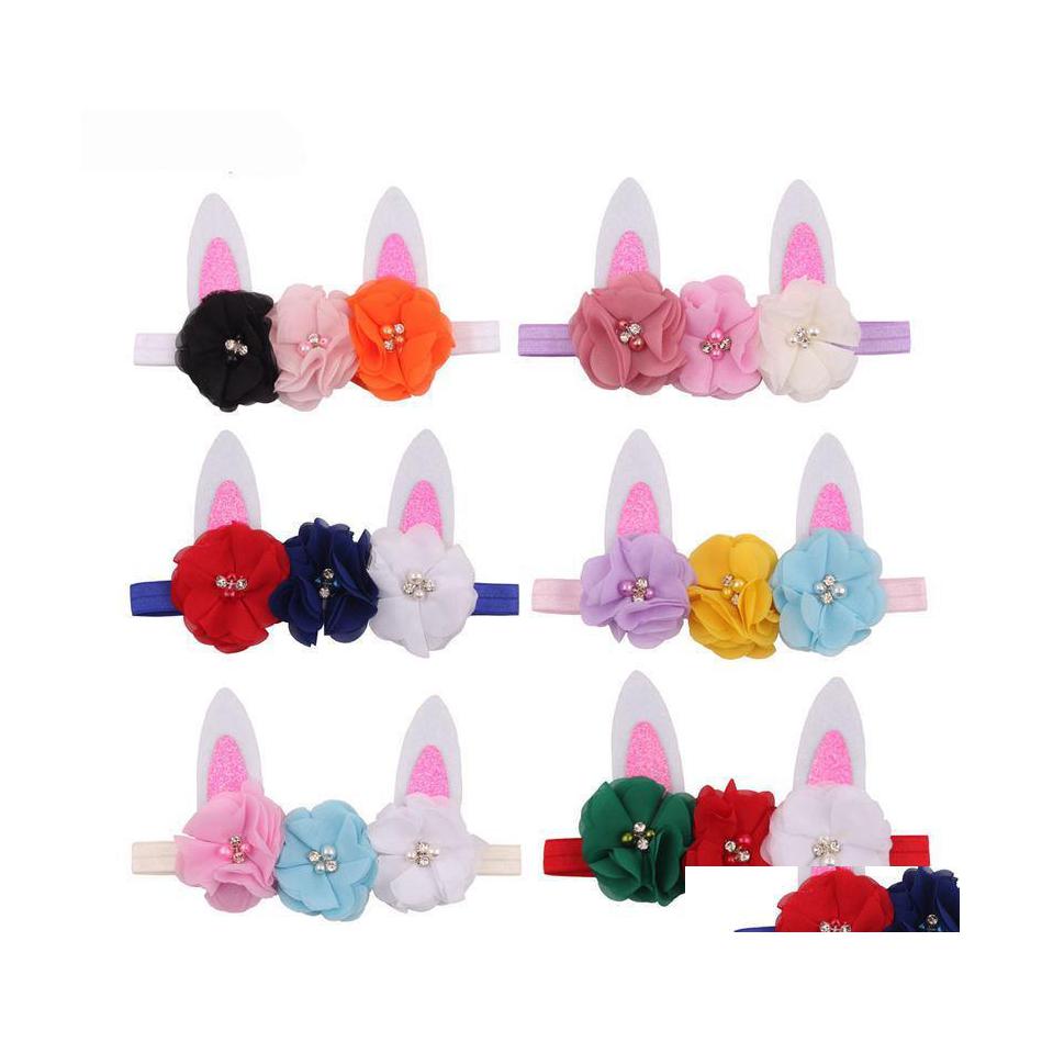

Headbands Easter Flowers Baby Girls Rabbit Ears Hairbands Children Bunny Headband Cute Kids Hair Accessories 6 Styles Drop Delivery Dhdrj