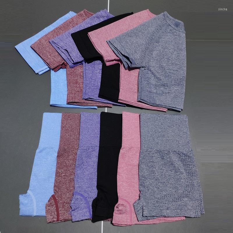 

Women' Tanks 2Pcs/Set Women High Waist Seamless Yoga Set Gym Clothes Fitness Top Short Sleeve Shirt Shorts Sports Suits Athletic Wear, Black