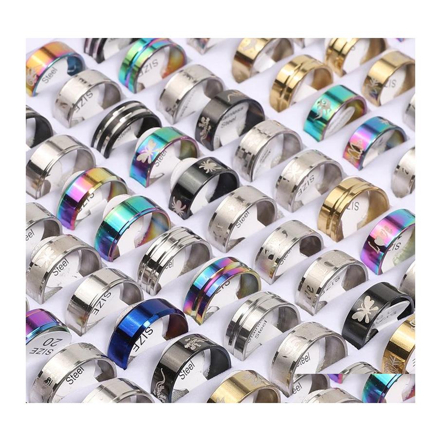 

Band Rings Bk Fashion Mticolor Stainless Steel For Women Men Mix Different Style Party Jewelry Gifts In Wholesale Drop Delivery Otj53