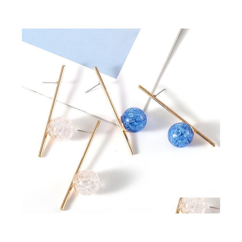 

Stud Fashion Jewelry Womens Simple Long Stick Grain Crystal Magic Ball Earrings Lady Crackle Bead Drop Delivery Dhsjc