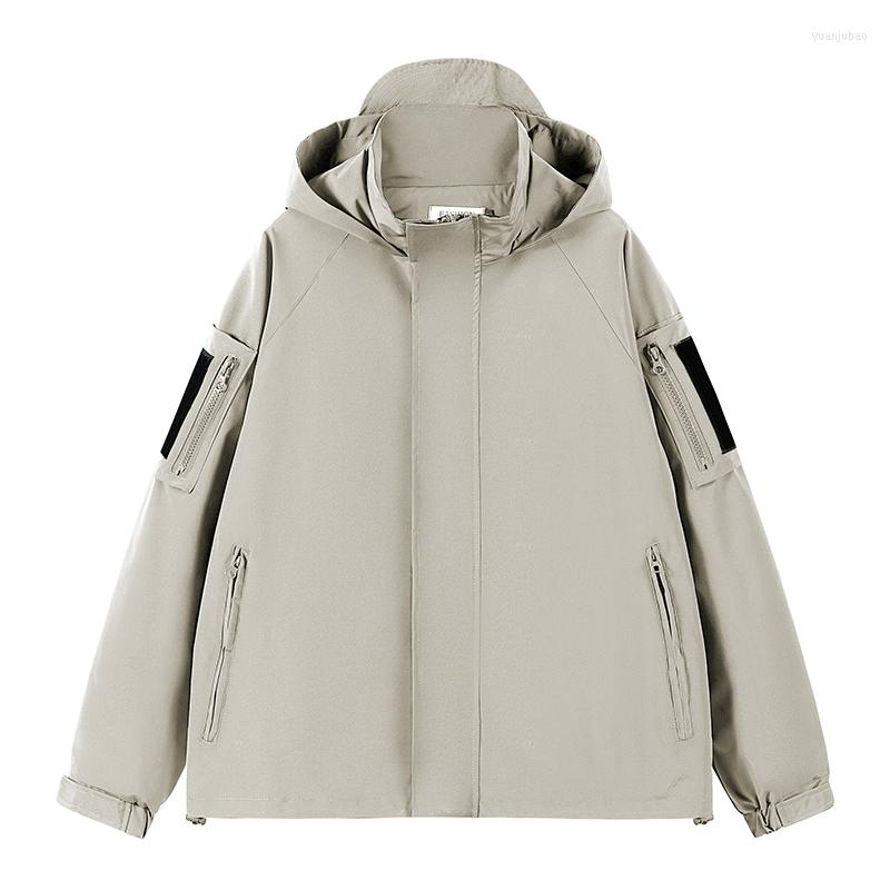 

Men's Jackets Hooded Men Loose Casual Windbreaker Coat Solid Color Mens Outerwear Fashion Brand Clothing Outdoor Jacket Man, Black