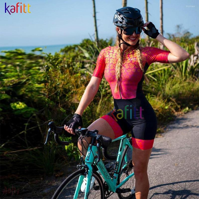 

Racing Sets KafiWomen's Cycling Overalls Promotion Red Triathlon Monkey Short Summer Mountain Bike Clothes, 4170