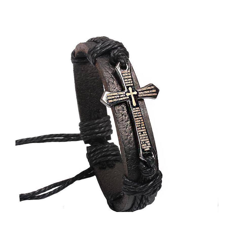 

Charm Bracelets Bracelet Metal Cross Jesus Adjustable Wax Cord Brown Black Vintage Leather Bangles Nanashop Drop Delivery Jewelry Dhbw2