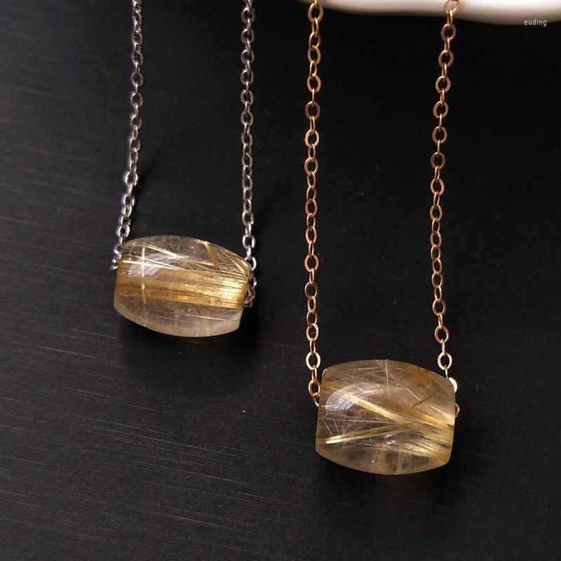 

Chains Gold Hair Rutilated Quartz Passepartout Beads Pendant For Women Wealth Luck Gemstone Reiki Crystal Necklace