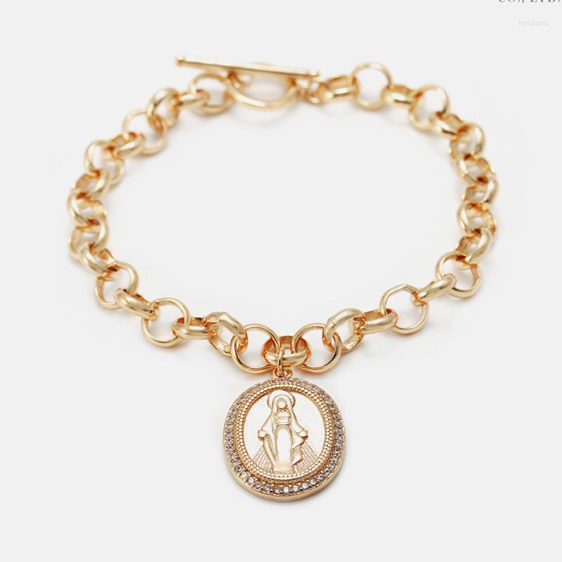

Charm Bracelets High Quality Copper With Zircon Virgin Maria For Our Lady Of Aparecida Pendant